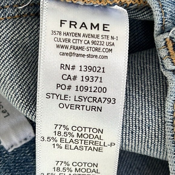 FRAME Le Sylvie High Waist Raw Hem Crop Jeans Overturn Wash Waist 27 - Picture 11 of 12